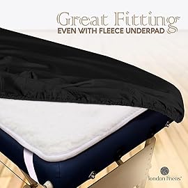 LONDON LINENS Pack of 2 Soft Microfiber Massage Table Sheets 3 Piece Set - Includes Massage Table Cover, Massage Fitted Sheet, and Massage Face Rest Cover (Black)