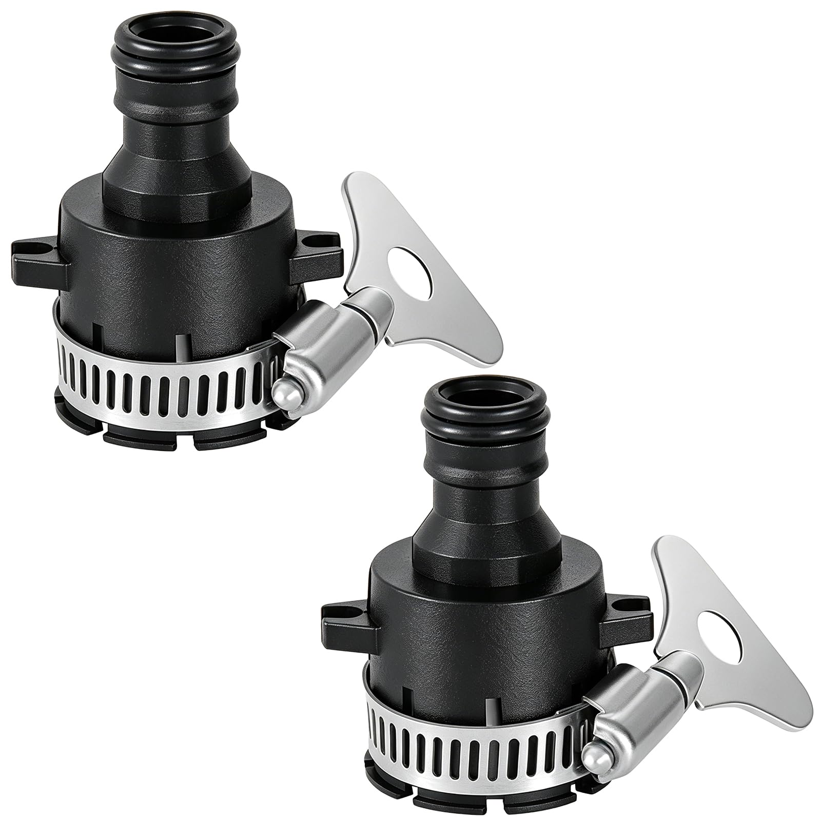 Haonyue 2PCS Universal Rubber Tap Connector, Garden Hose Tap Connector, 16mm Indoor and Outdoor, for Garden Kitchen Bathroom, Sink Hose Adapter, Adjustable Stainless Steel Collar Hose Adapter