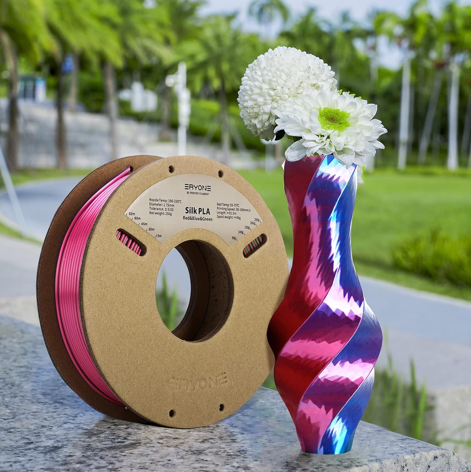 Silk PLA Filament 1.75mm for 3D Printer -ERYONE Silk Dual/tri Color Shiny PLA Dimensional Accuracy +/- 0.03 mm 3D Printing Filament 250g*4 Spools