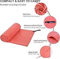 Vista 3 de Toalla de microfibra Rainleaf perfecta para viajes y gimnasio y camping. Secado rápido - Super absorbente - Ultra compacta - Liviana. Adecuada