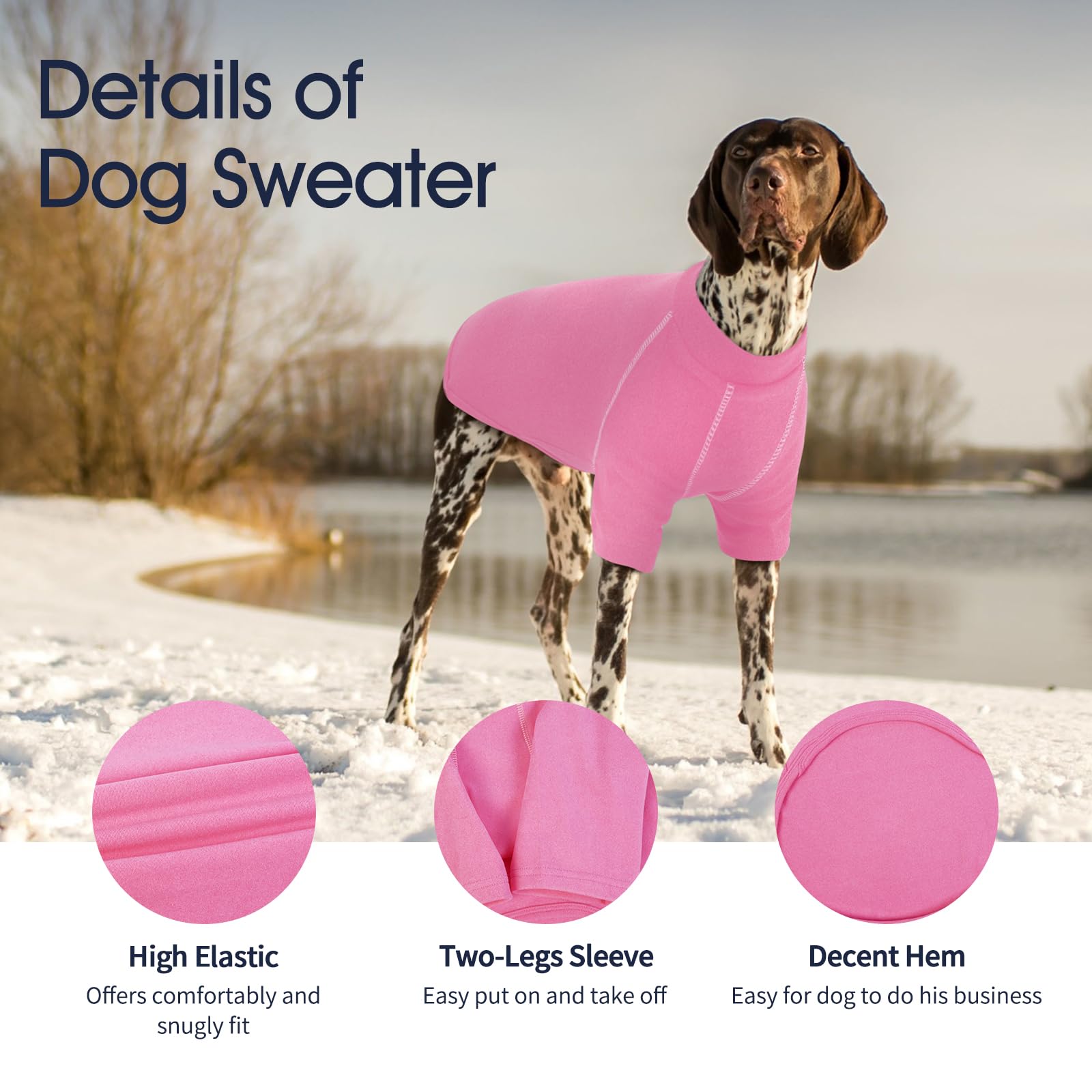 IECOii Dog Jumpers for Medium Dogs Girl,Fleece Dog Sweater Pet Pullover Jumper,Medium Size Fall Dog Sweatshirt,Dog Winter Clothes Warm Dog Sweatshirts for Medium Dogs,Pug,Dachshund Jumper Coat,Pink,M - Image 4