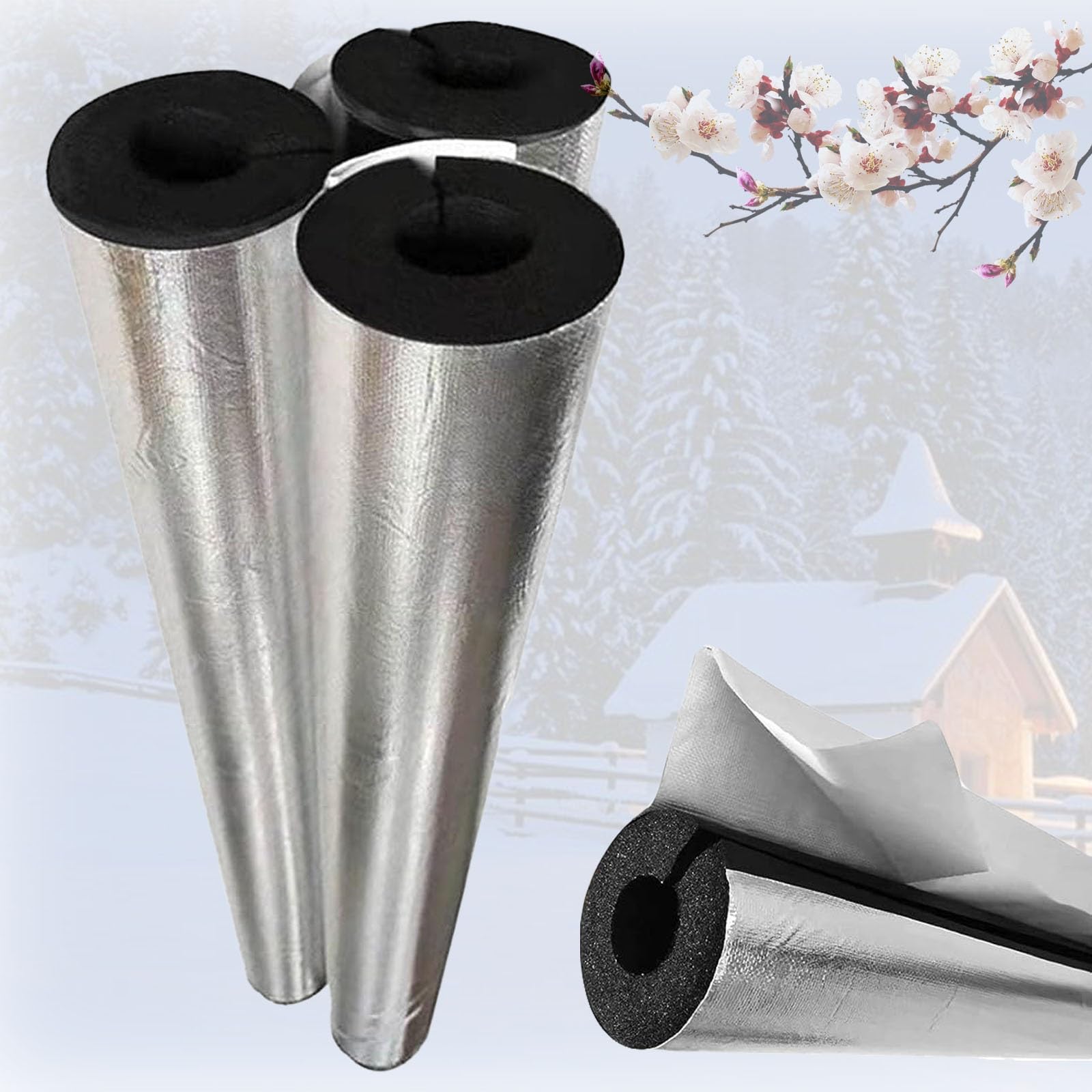 Kanduo 0.95M Pipe Lagging, Antifreeze Pipe Insulation, Id 22-219Mm, Thickness 20Mm/30Mm, Heat Resistant /Flame Retardant, Pipe Insulation Antifreeze For Indoor And Outdoor Pipe ( Size : Id140mm T20mm L0.95m