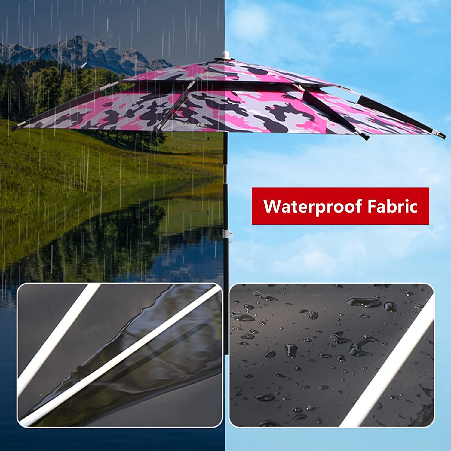 HXR parasol wędkarski Parasol wędkarski wielofunkcyjny parasol na zewnątrz parasolowy na plażę ogrodową wodoodporną ochronę przeciwdeszczową parasol wędkarski (Color : Red, Size : 200cm/6.6ft)