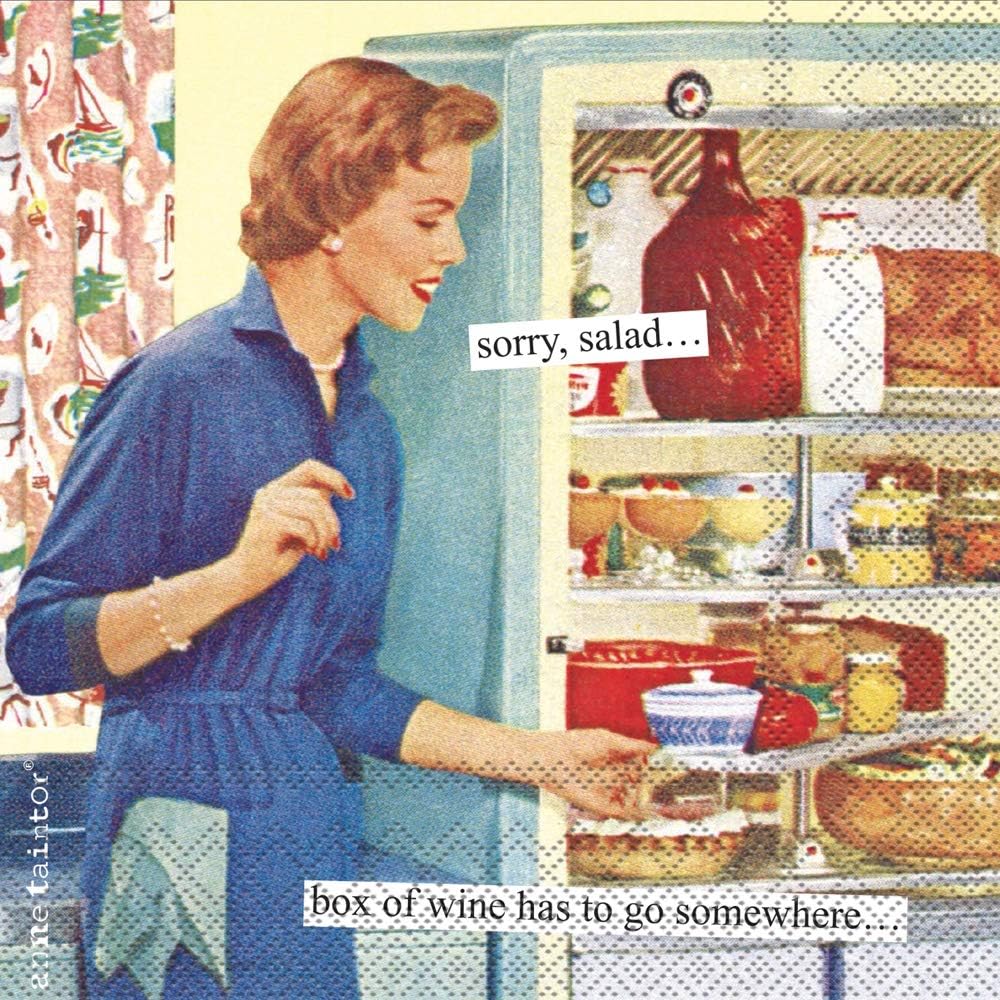 Boston International C817700 Anne Taintor Cocktail Beverage Paper Napkins, Box of Wine, 5 x 5-Inches