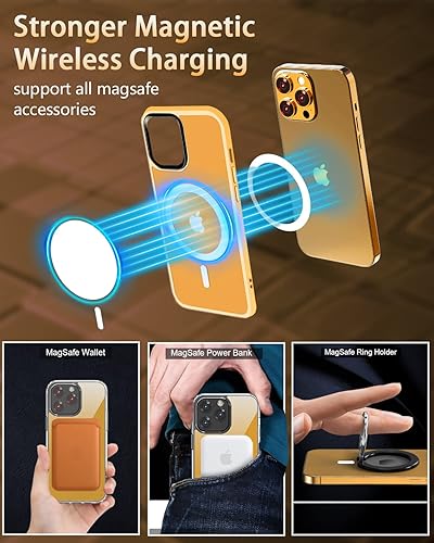 Miniatura 6 de BOTOER Funda magnética diseñada para iPhone 14 Pro compatible con Magsafe 2 protectores de pantalla de vidrio + protector de lente de cámara funda