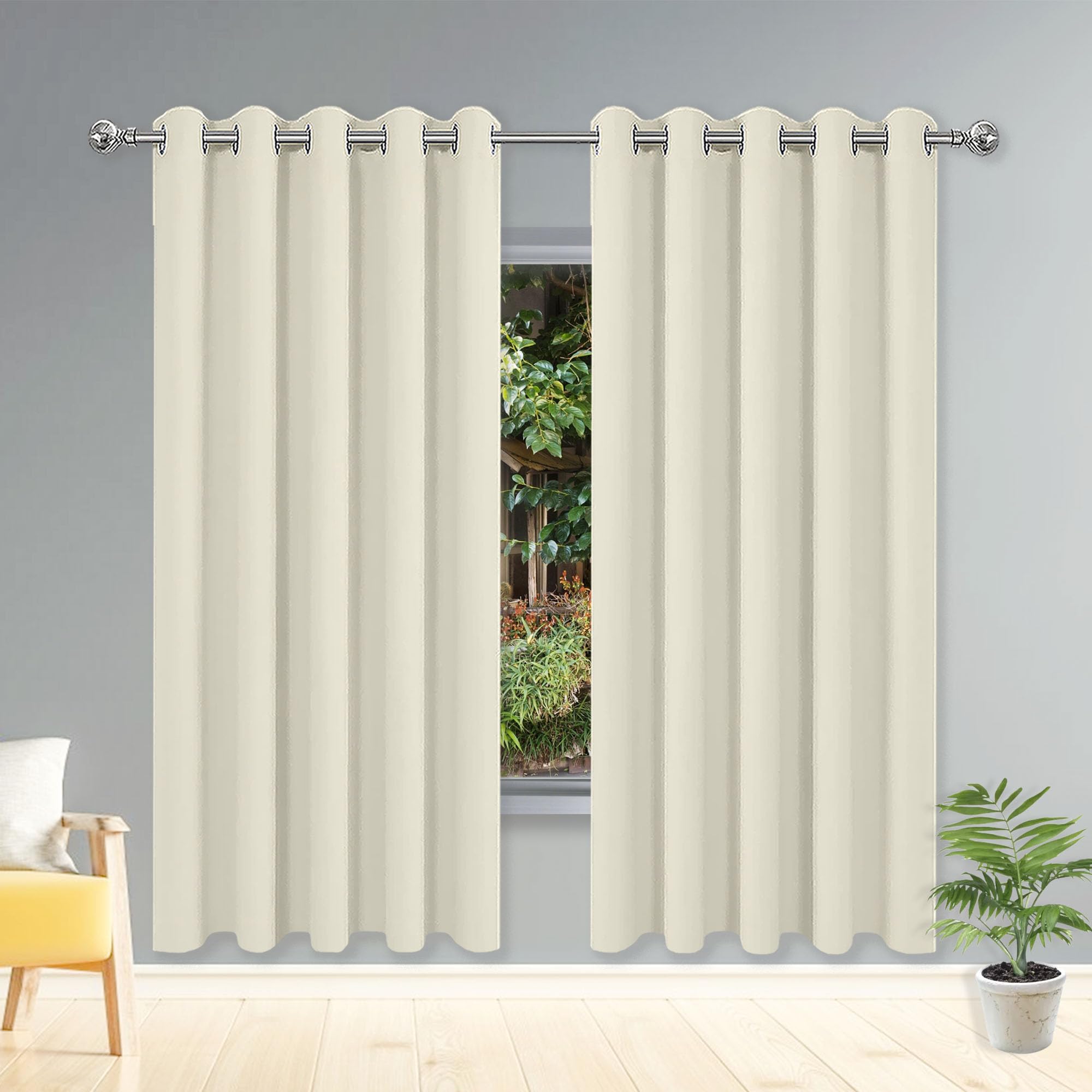 Rideau occultant beige 360x150 cm pour grand salon