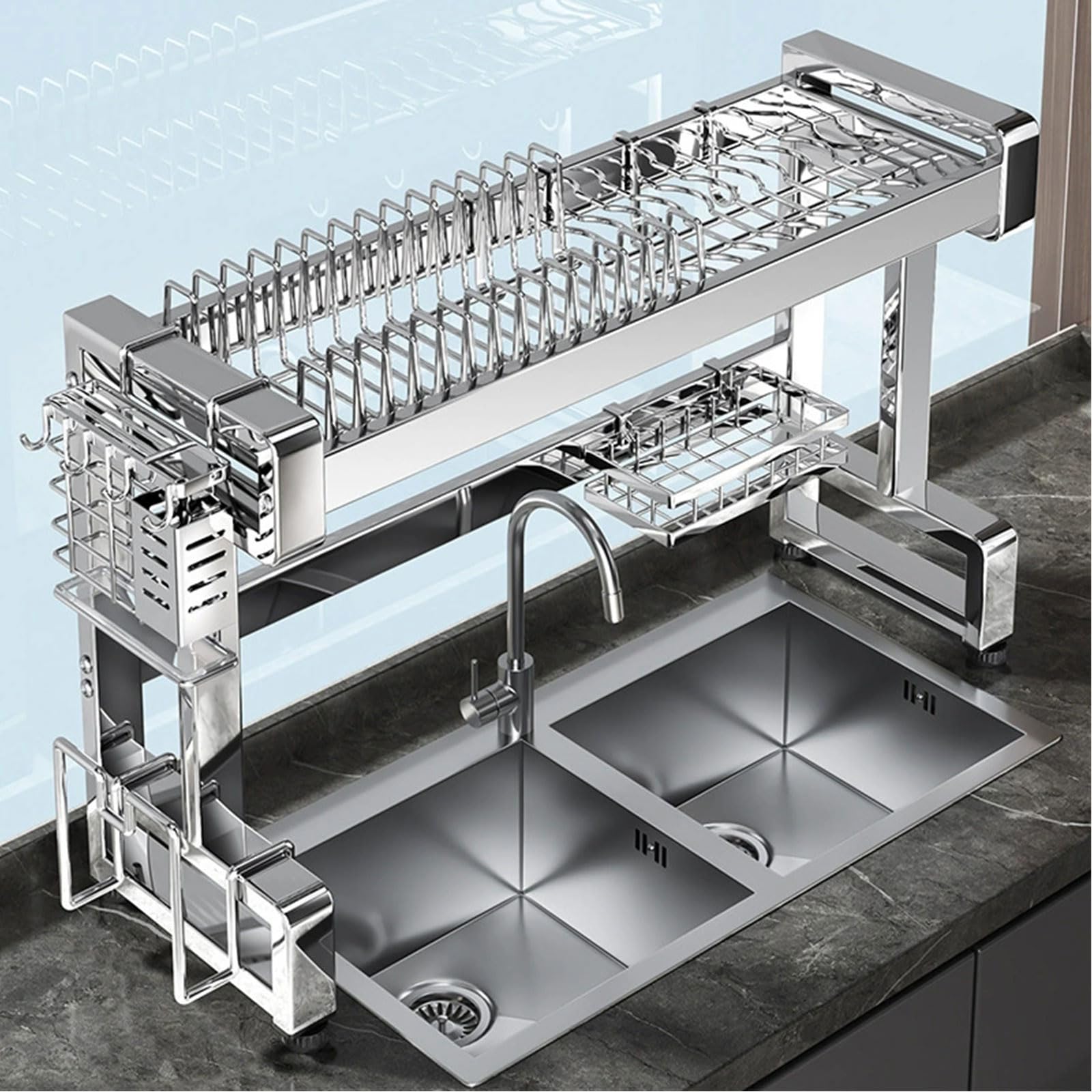 Égouttoir à Vaisselle en Acier Inoxydable de Grande capacité pour comptoir de Cuisine et évier
