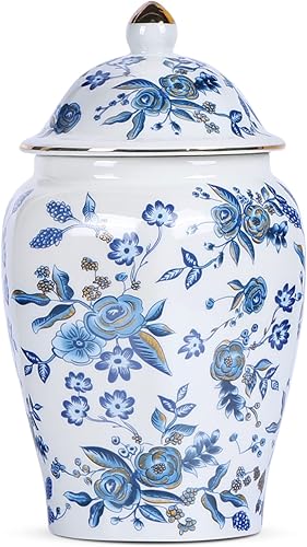 Miniatura 1 de Tarro de jengibre chino con tapa, estilo antiguo, decorativo para el hogar, retro, flores de porcelana azul y blanca, florero de cerámica cubierto,