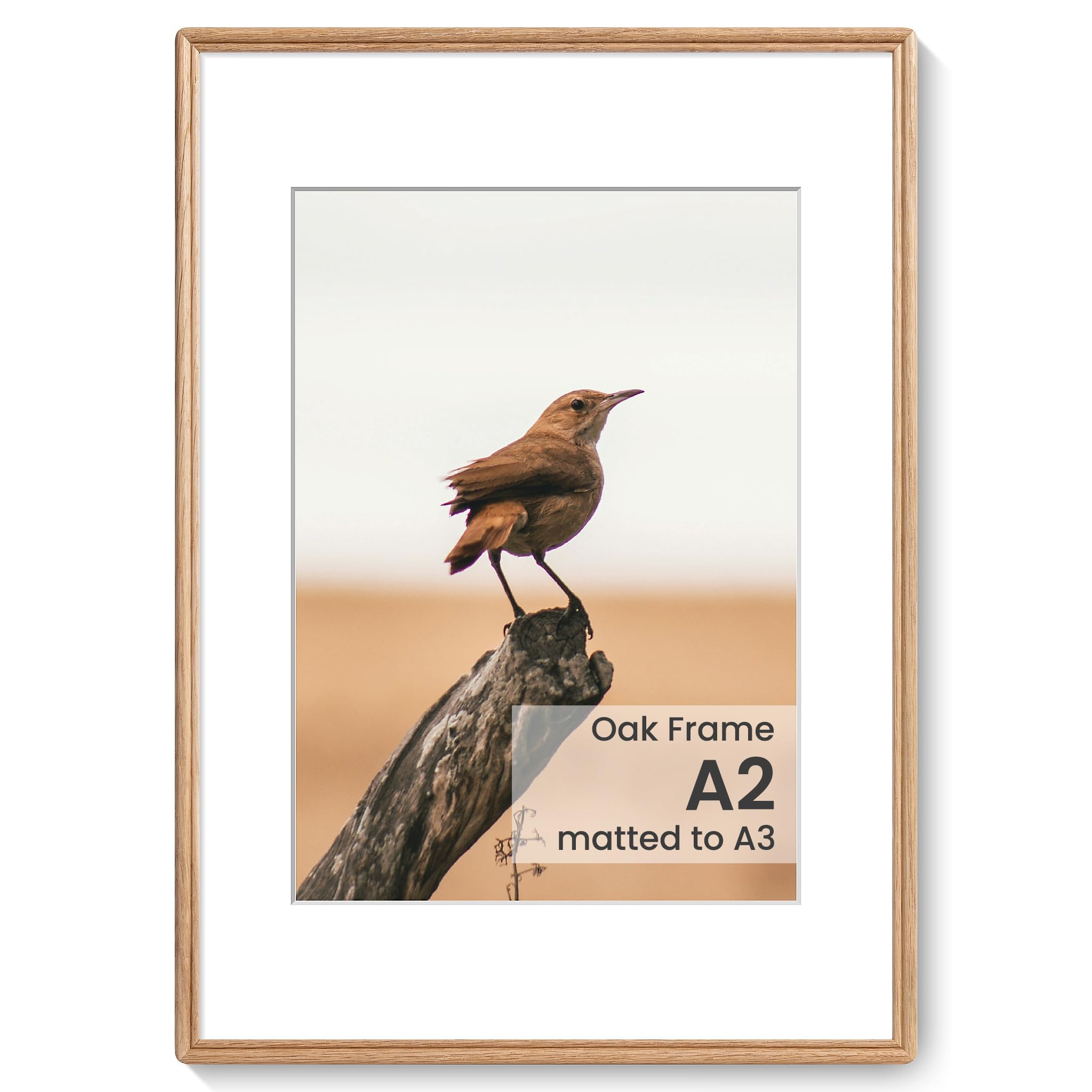 A2 Poster Frame, Natural Solid Oak Wood Picture Frame with High Tempered Glass, Handcrafted 420cmX594cm Wooden Frame Matted for 270cmX420cmPhoto for Horizontal or Vertical Wall Mounting — image 1
