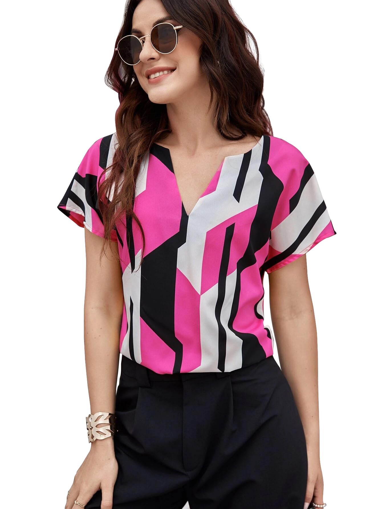 avanova Women's & Girl's Peach, Keyhole Neck, Short Sleeve Blouse Tops for Women/Tops, T-Shirts for Girls (Top 90)-picture-30