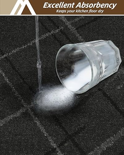 Miniatura 4 de COSY HOMEER Alfombras de cocina, 2 alfombras de cocina antideslizantes, lavables, absorbentes, para suelo de cocina, alfombra de poliéster para