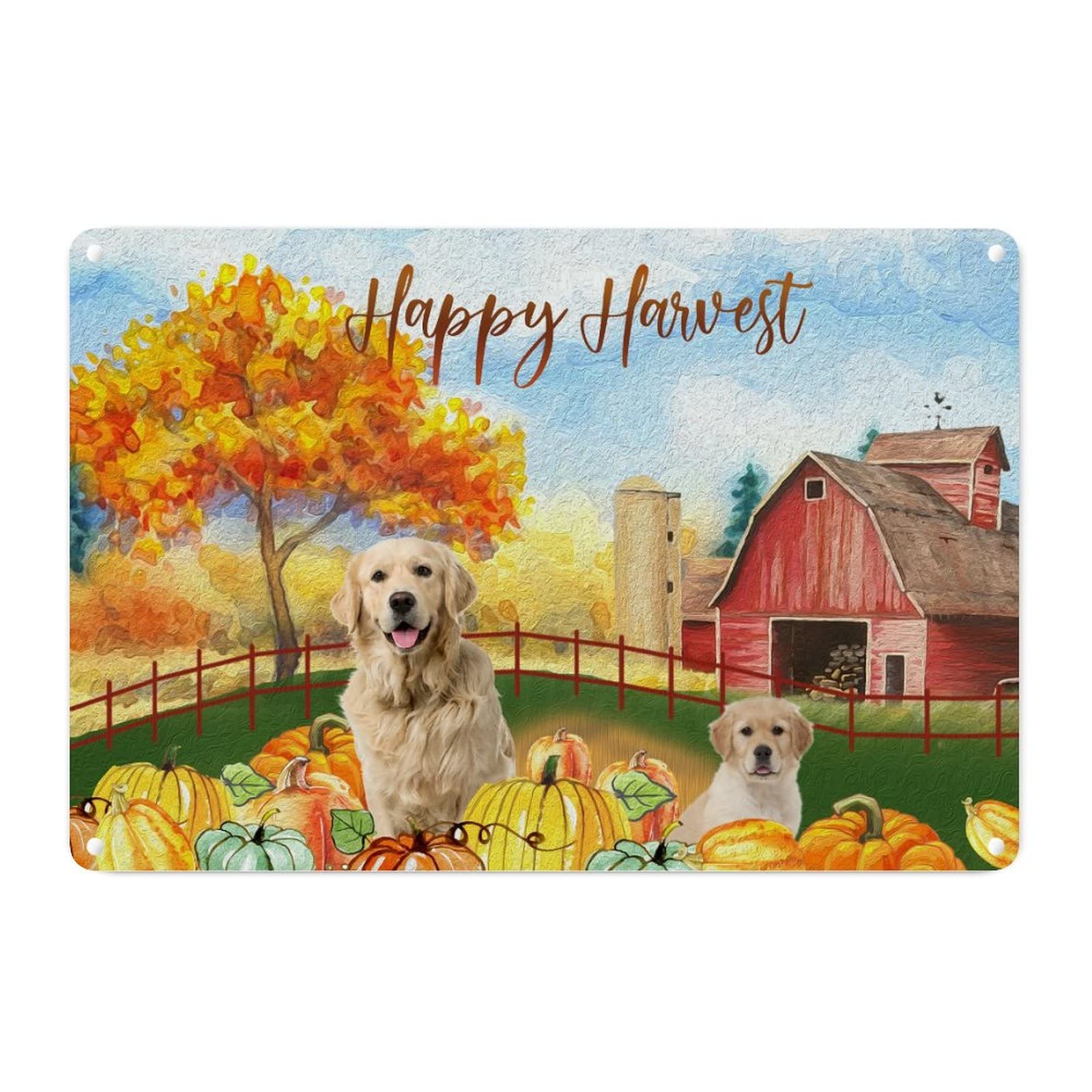 Panneau en métal amusant Pit Bull d'automne pour décoration murale rétro