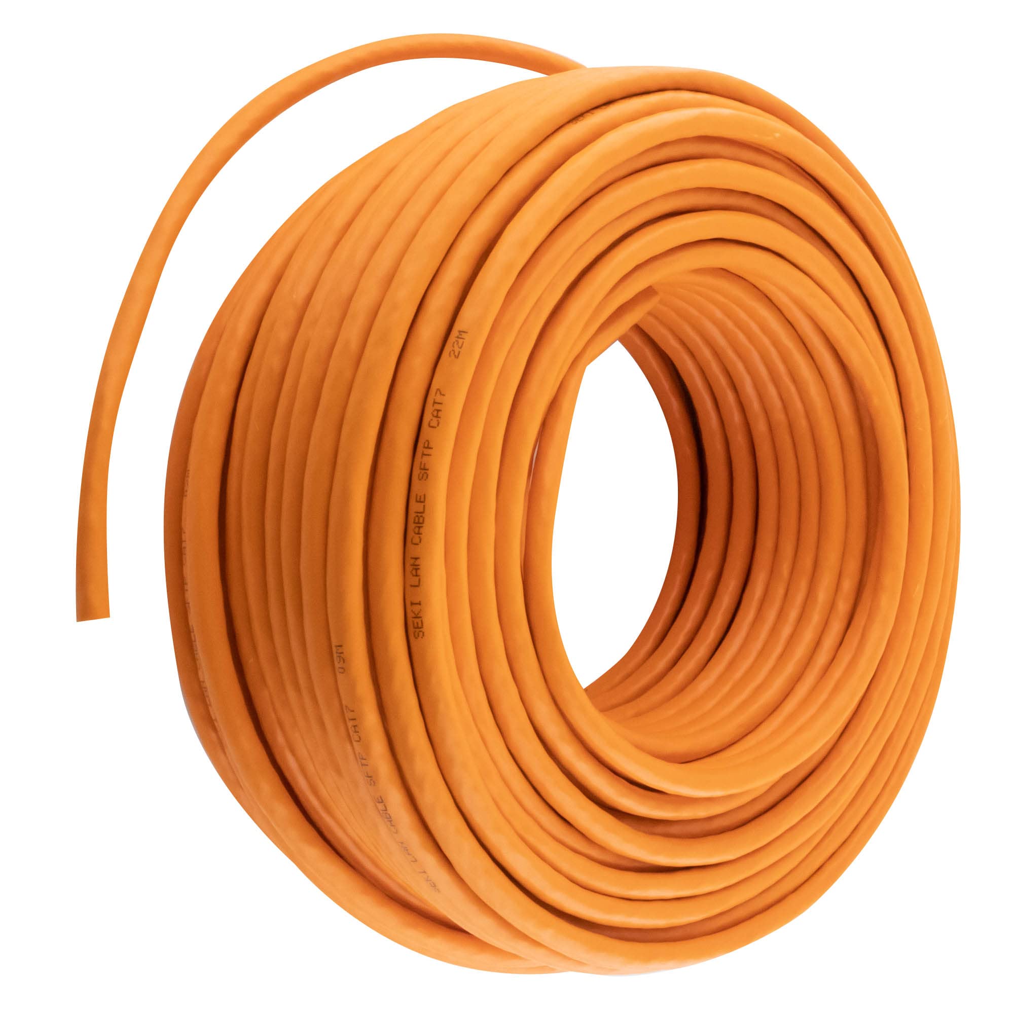 SeKi Cable de instalación PIMF S/FTP LSZH sin halógenos homologado según BauPVO Ethernet, cable de red LAN, 10 Gbit 1000 MHz AWG23/1, 50 m, color naranja