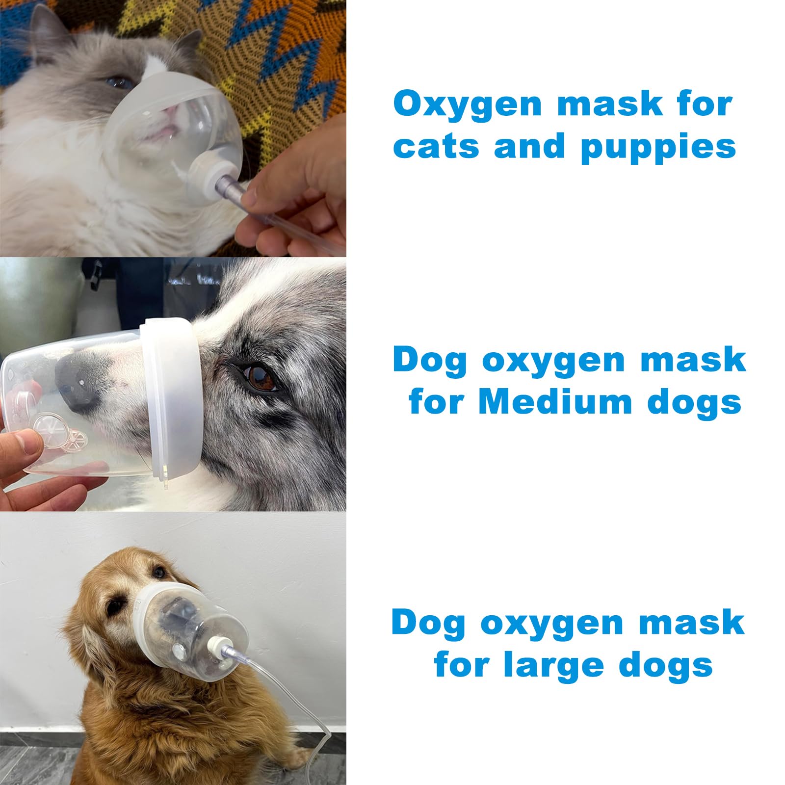 Masque à oxygène pour animaux avec tube, tailles au choix (S/M/L) | Masque inhalateur pour chats et chiens | Convient aux chiots aux grands chiens | Accessoires vendus séparément (SML)