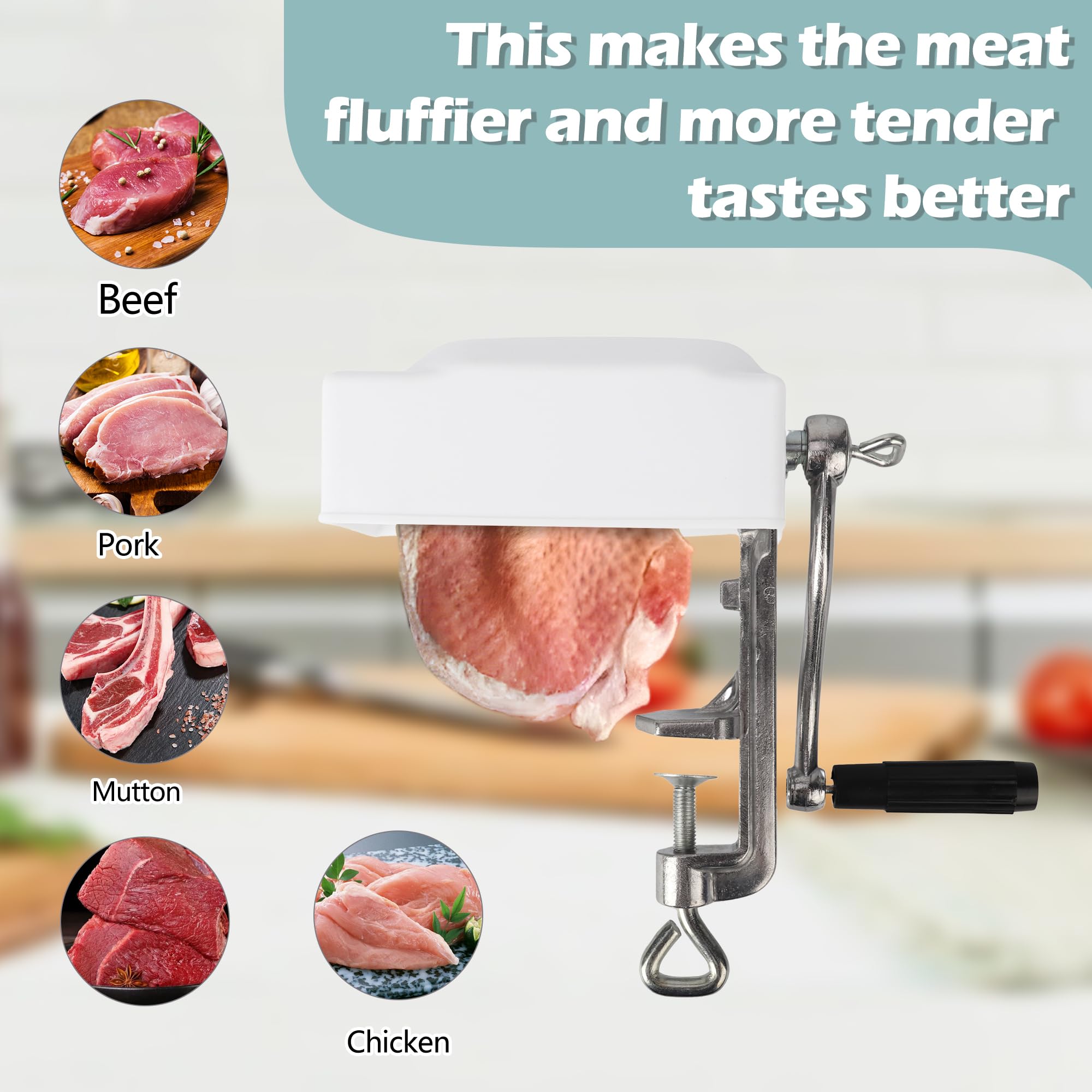 Handelsübliche manuelle Fleischklopfer, robuster Fleischwürfel, schnell und einfach für Rindfleisch, Huhn, Steak, Flachwerkzeug, Aluminiumlegierung, zum Anklemmen, Rollwürfel, Werkzeug,