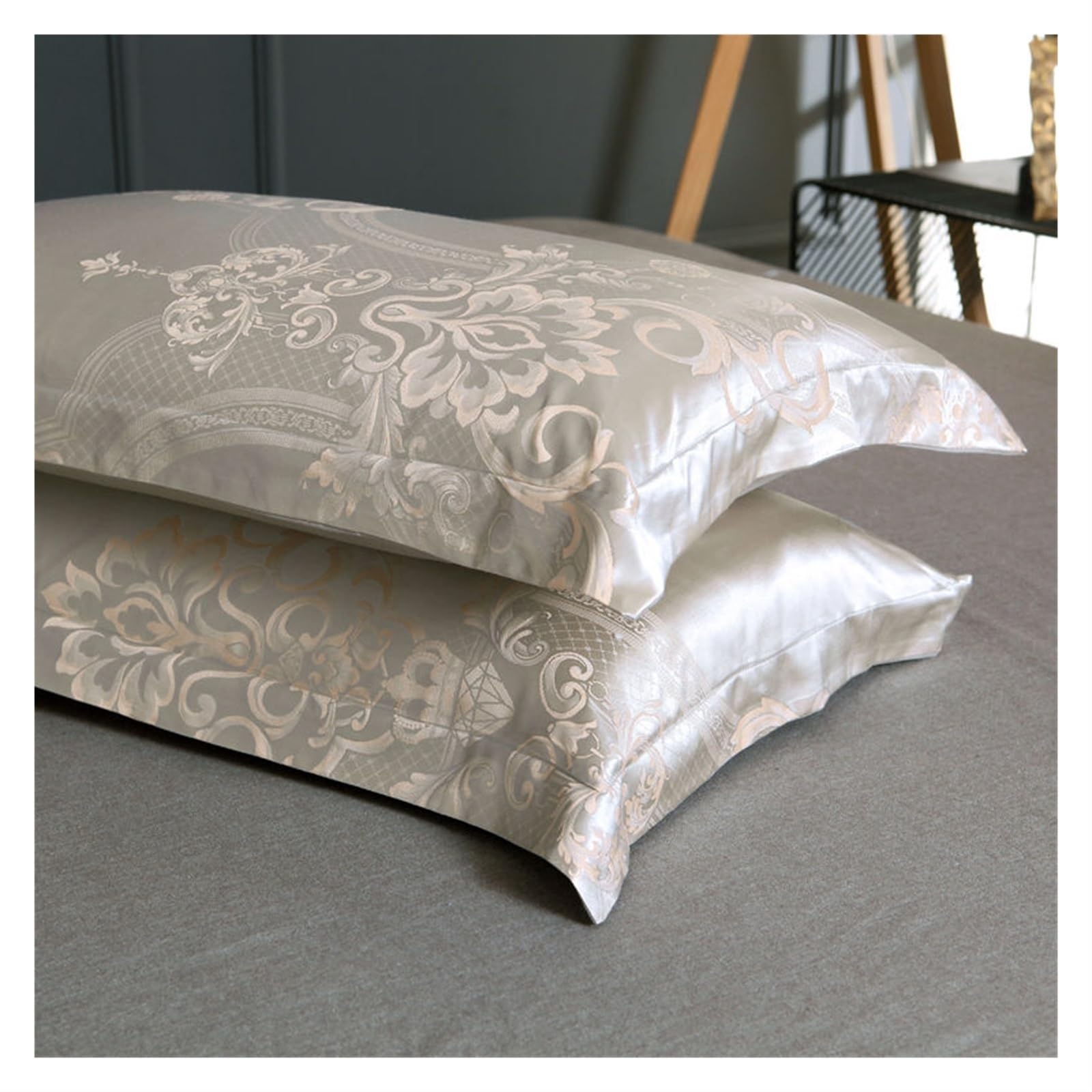 Federa in Seta Federa for Busta Jacquard di Lusso 48x74 cm Federa for Cuscino for Adulto Federa Decorativa in Raso(F 25,48x74cm 2PCS)