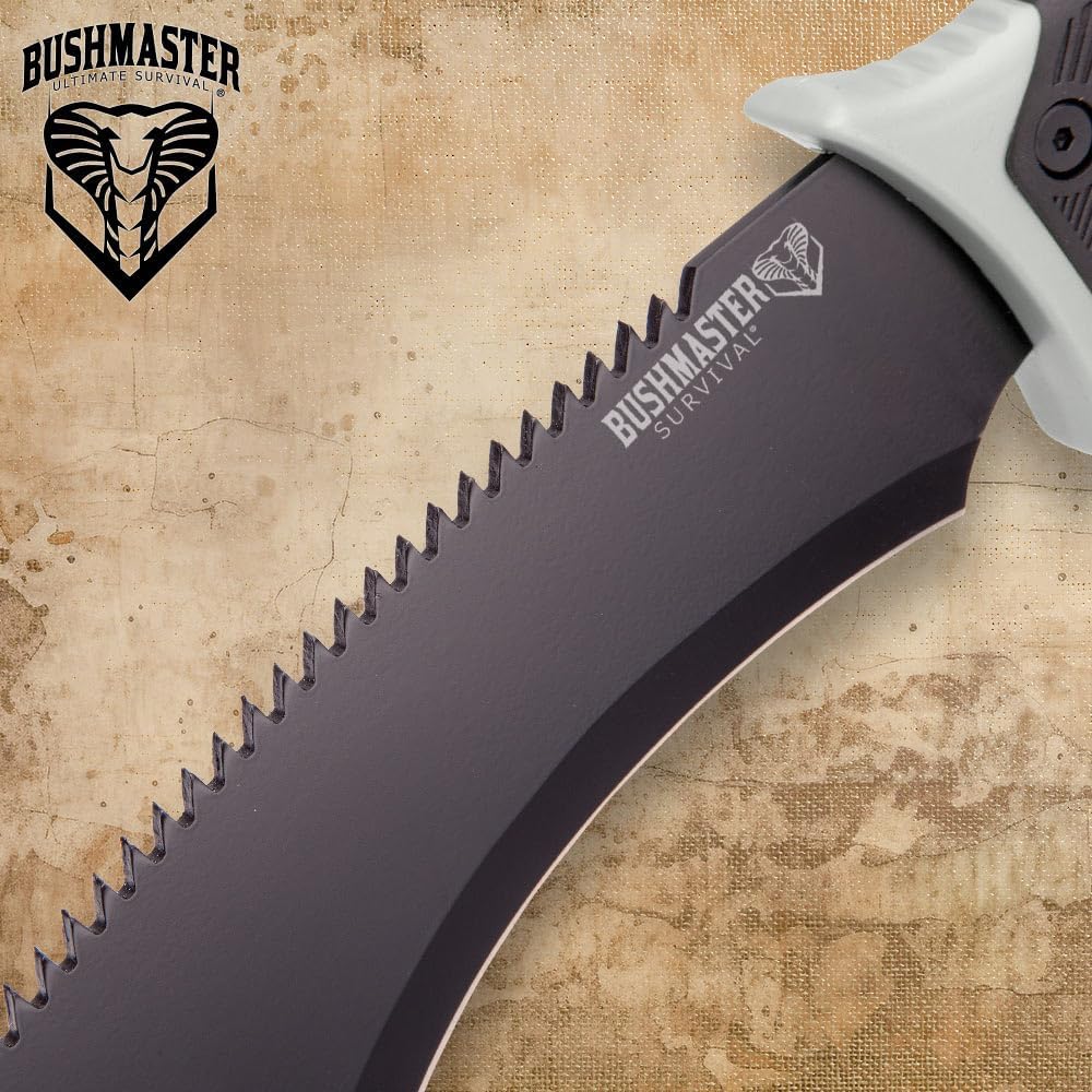 Bushmaster Stainless Steel Sawback Blade | High-Impact TPU Handle | Includes Nylon Sheath