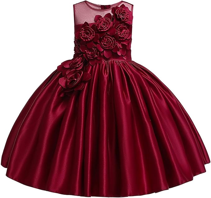 Vestidos para niñas elegantes color vino Clearance