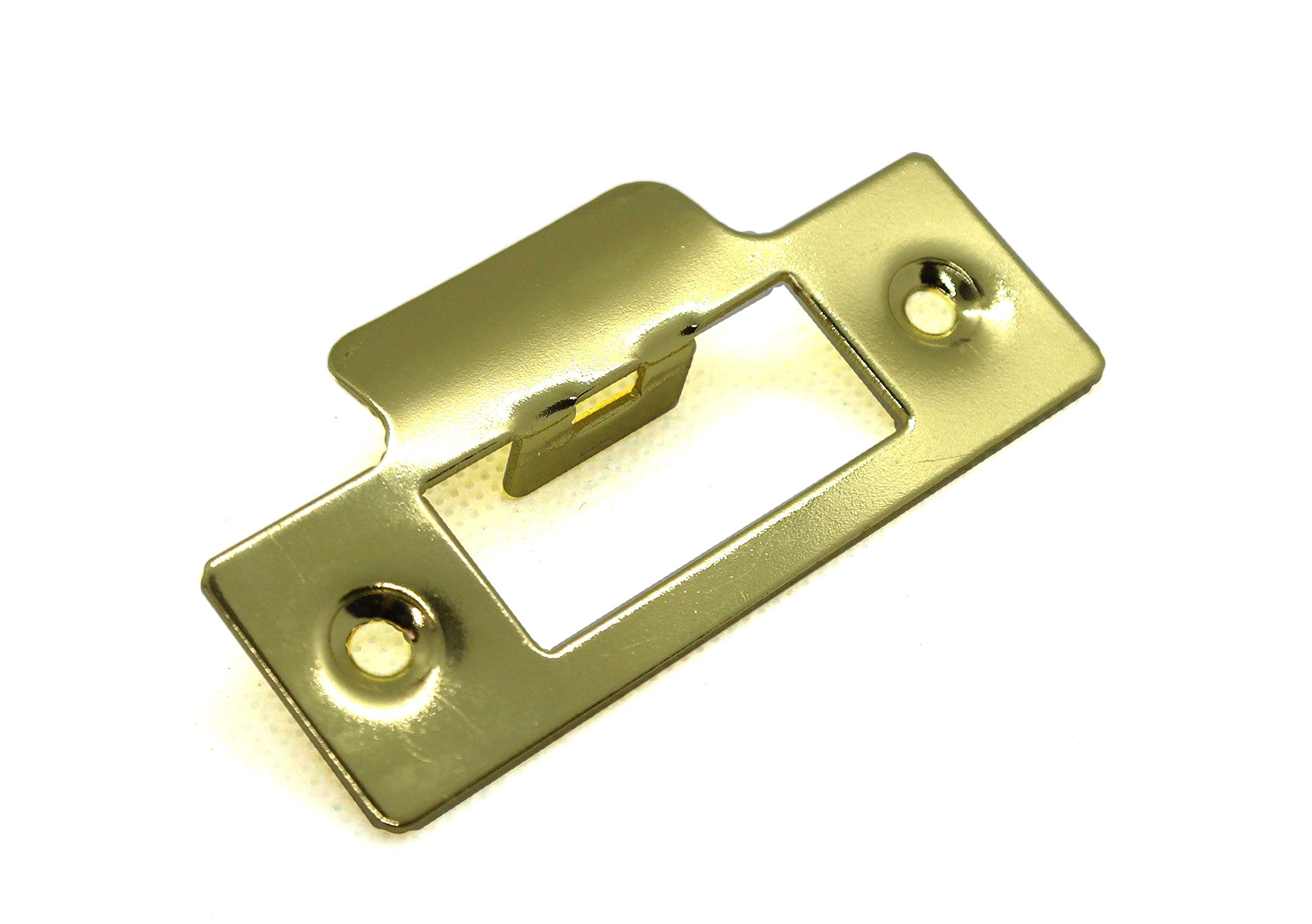 Fixitflo Brassed Brass Finish Strike Plate Single Of 75.5Mm Length X 25Mm Width, Total Plate Width 38Mm For Mortise Lock Or Tubular Latch Pack Of 1