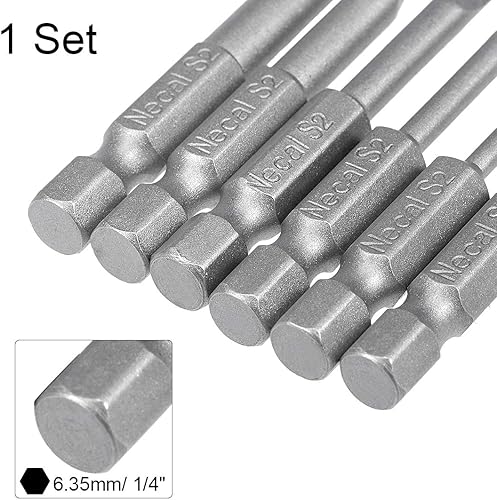 Miniatura 4 de uxcell Juego de brocas de destornillador ranurado de cabeza ranurada SL2-SL6 de 14 pulgadas, 6 uds