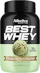 Best Whey Atlhetica Nutrition 900g – Sabor Pistache – 25g de Proteína por Dose – Whey Concentrado, Isolado e Hidrolisado – Sem Glúten e Sem Açúcar Adicionado