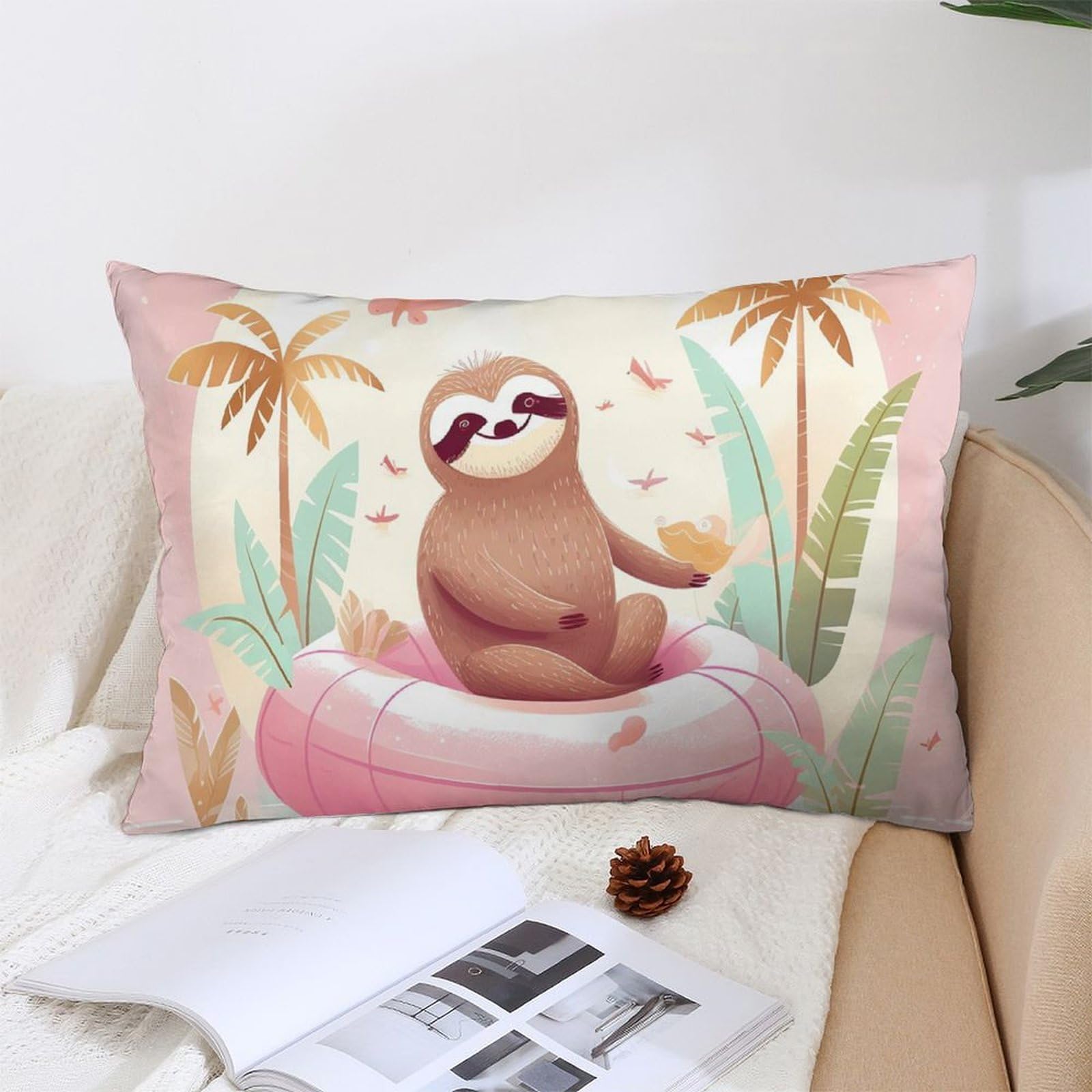NTVOWPZO Decoration Throw Pillow Covers 12 "x20 Pillowcases Covers Sloth Flamingo Soft Pillowcases Modern Farmhouse Home Decor Sofa Cushions Covers for Couch Bed Living Room