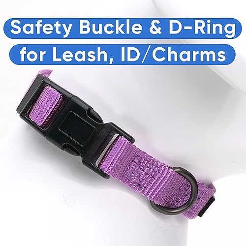 Miniatura 3 de Collar para mascotas Pawtitas, de 6 pies, suave, ajustable, color sólido, de nailon. El collar y arnés a juego para perros y cachorros, se venden