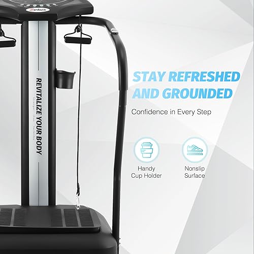 Miniatura 4 de ZELUS Placa de vibración de cuerpo entero, máquina de ejercicio de placa de vibración de 500 W con 99 niveles, 3 modos preestablecidos y 2 bandas de