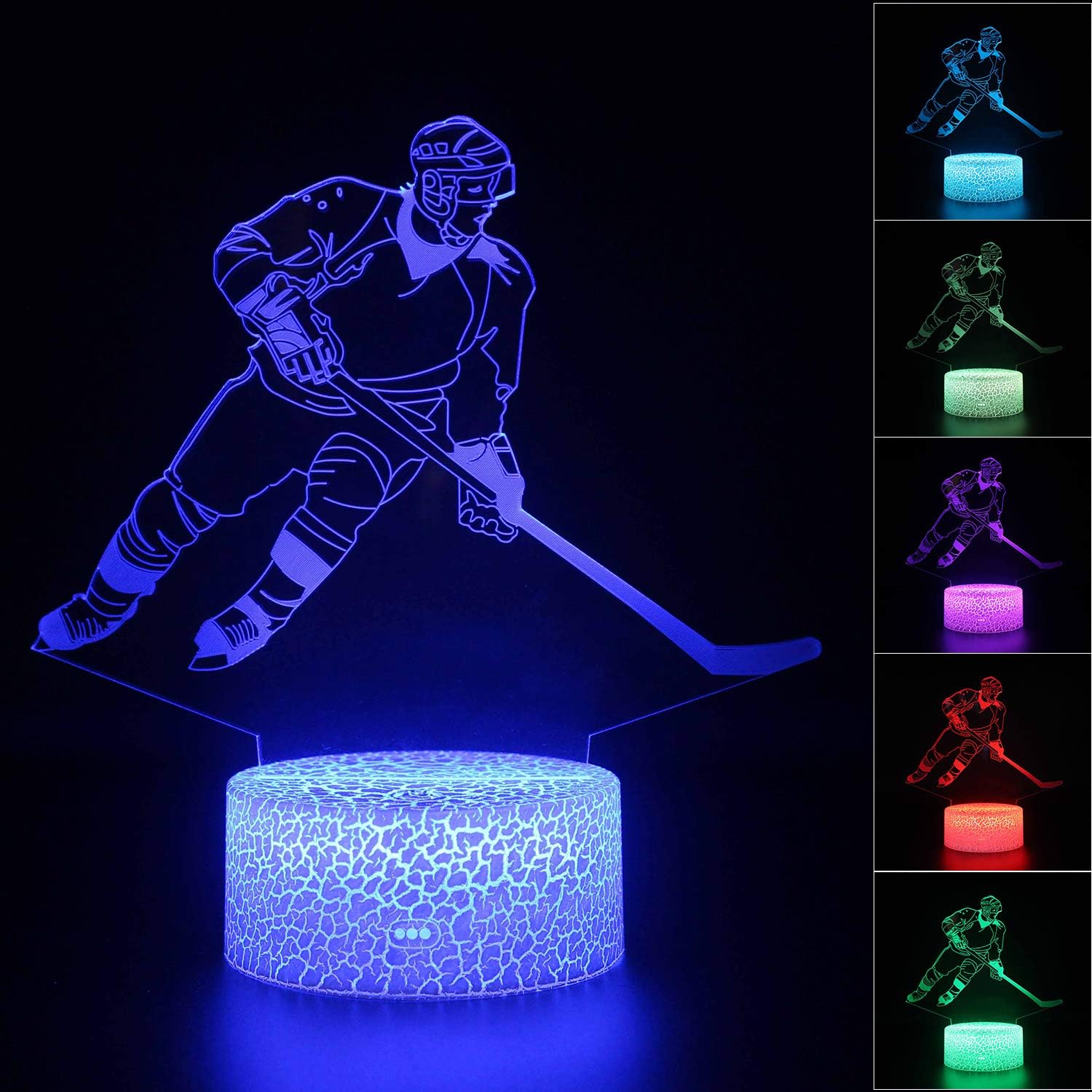 Teenager Christmas Xmas 3D Illusion Hockey Night Light Lamp 16 Color Changing Smart Touch Remote Control Birthday Gift for Boys and Girls Hockey Lover - Image 7