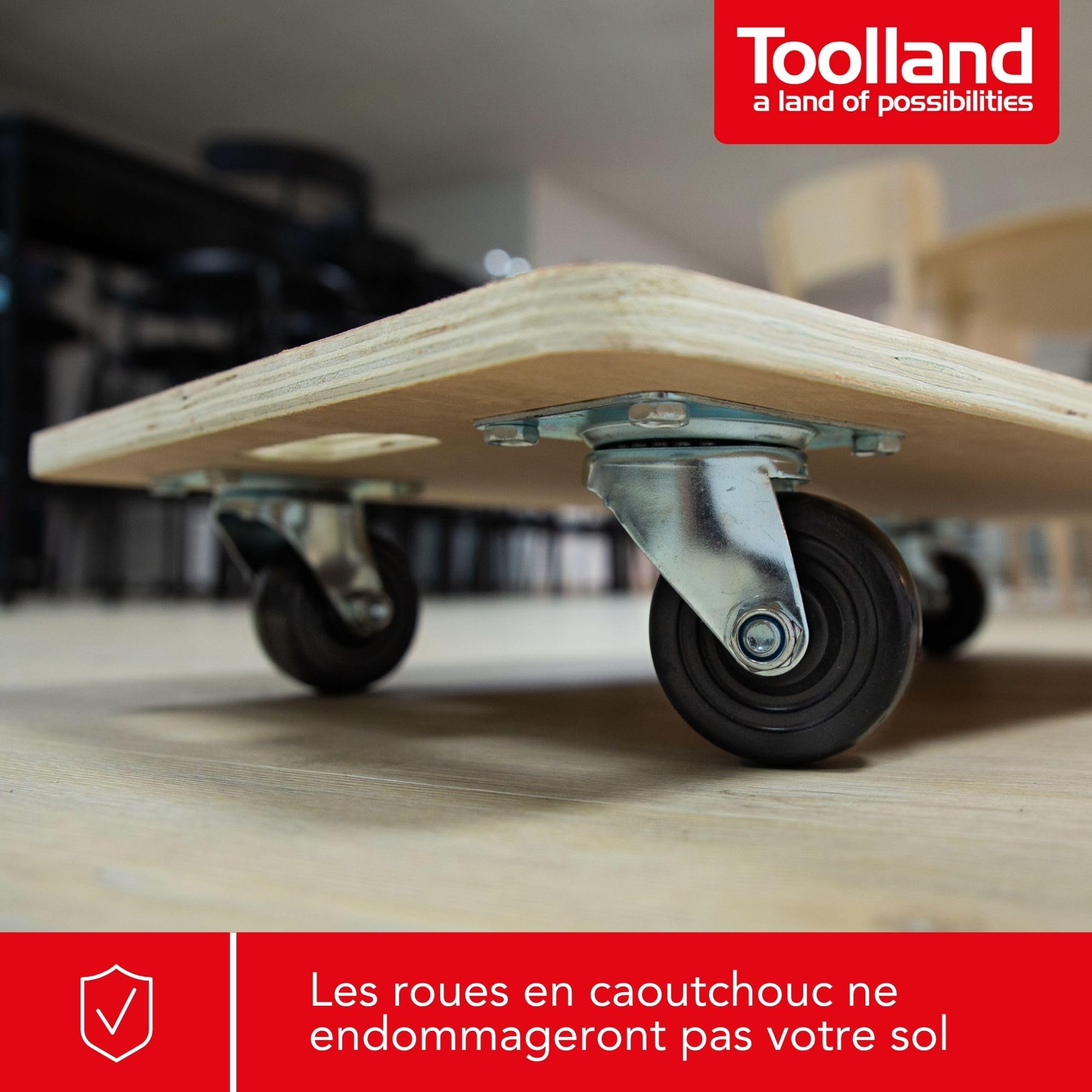 Toolland Rouleur de meubles, avec revêtement antidérapant, 4 patins, poignée intégrée, 4 roulettes en caoutchouc pivotantes, en contreplaqué, capacité de charge jusqu'à 400 kg, bonne maniabilité, 10,5