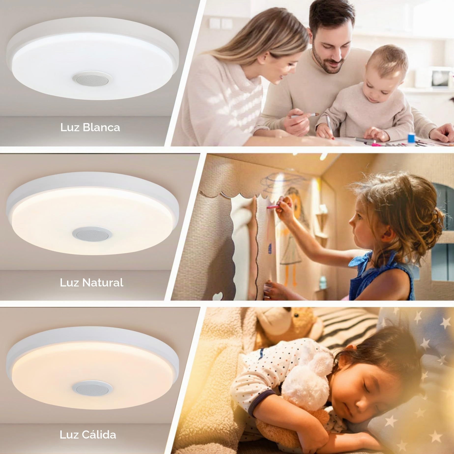 JDONG Lámpara LED de Techo Regulable con Altavoz Bluetooth, Mando a Distancia, 36W RGB Cambio de Color para Baño, Domitorios Juveniles, Salón, Lámpara de Techo Impermeable
