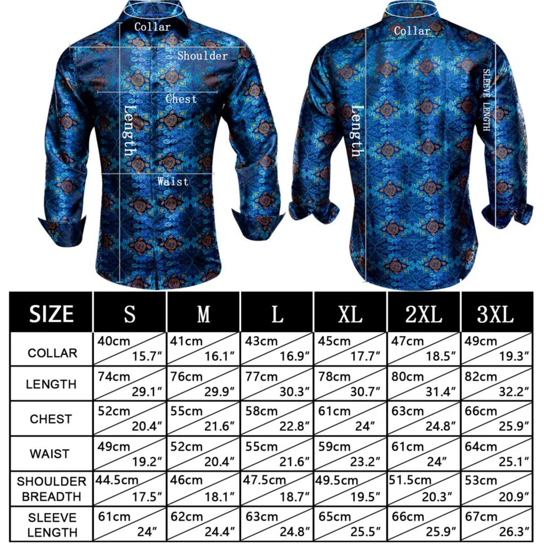 Niiyyjj Męskie jedwabne koszule z długim rękawem męskie slim fit paisley satynowa sukienka koszule koszula męska smoking koszula, Cy-1017, XXL