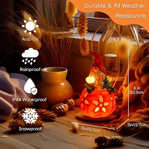 Miniatura 3 de Estatua solar de gnomo de jardín al aire libre, gnomo que sostiene pájaro con luces LED, patio, porche, césped, patio, decoración artística, día del