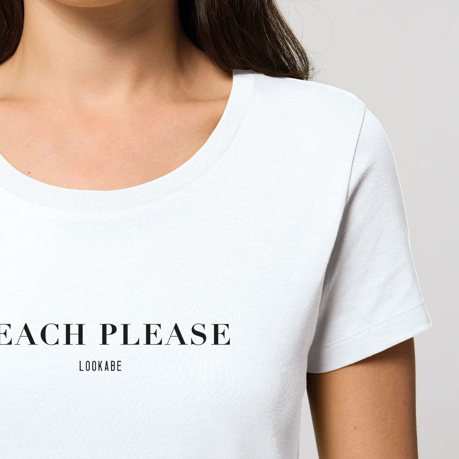 Damski T-Shirt Expresser - Beach Please - Sportowy styl Street-Style Basic T-Shirt z bawełny organicznej na wiosnę i lato