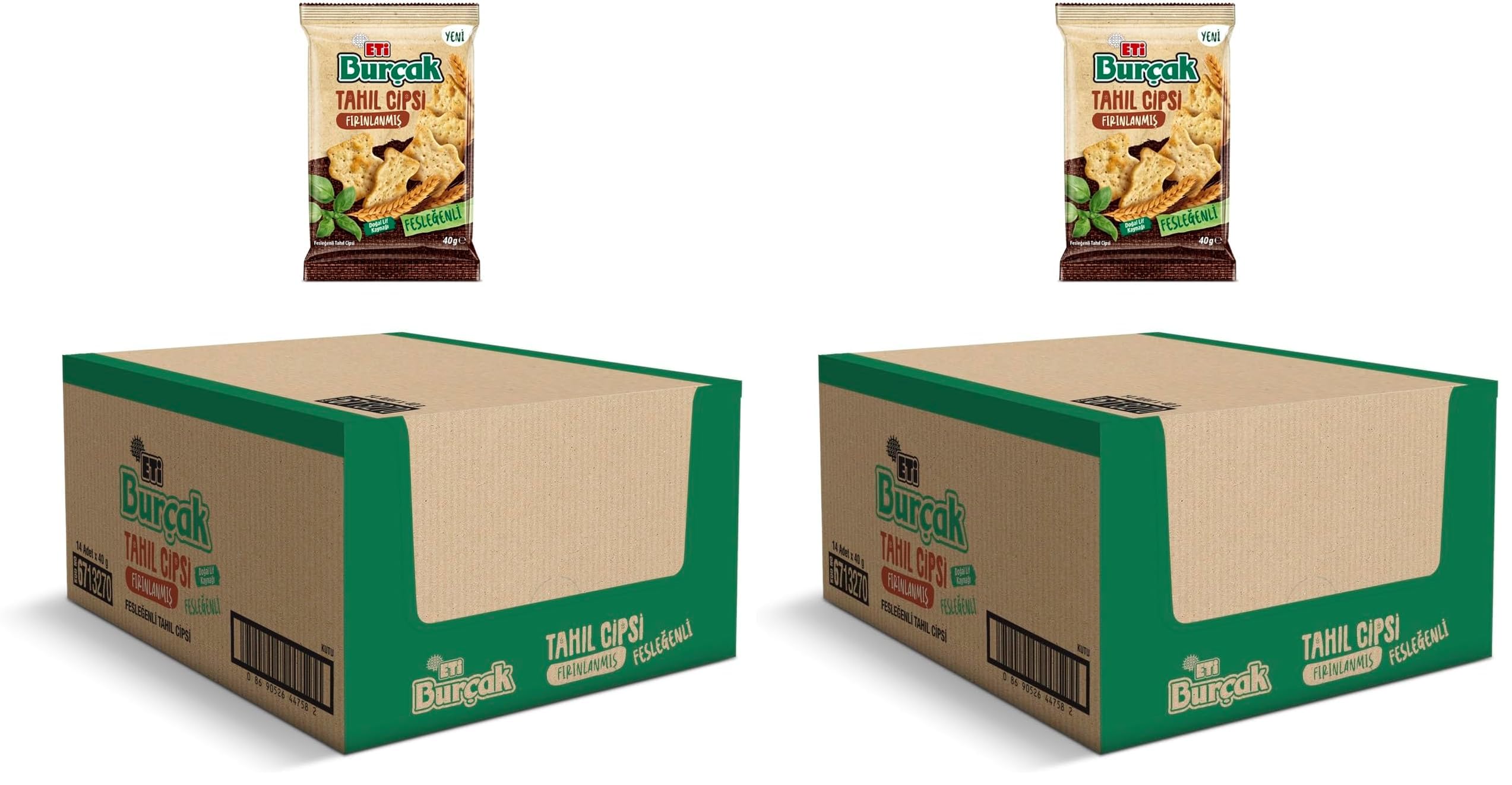 Eti Burçak Fesleğenli Tahıl Cipsi 40 g x 14 Adet (2 paketi)