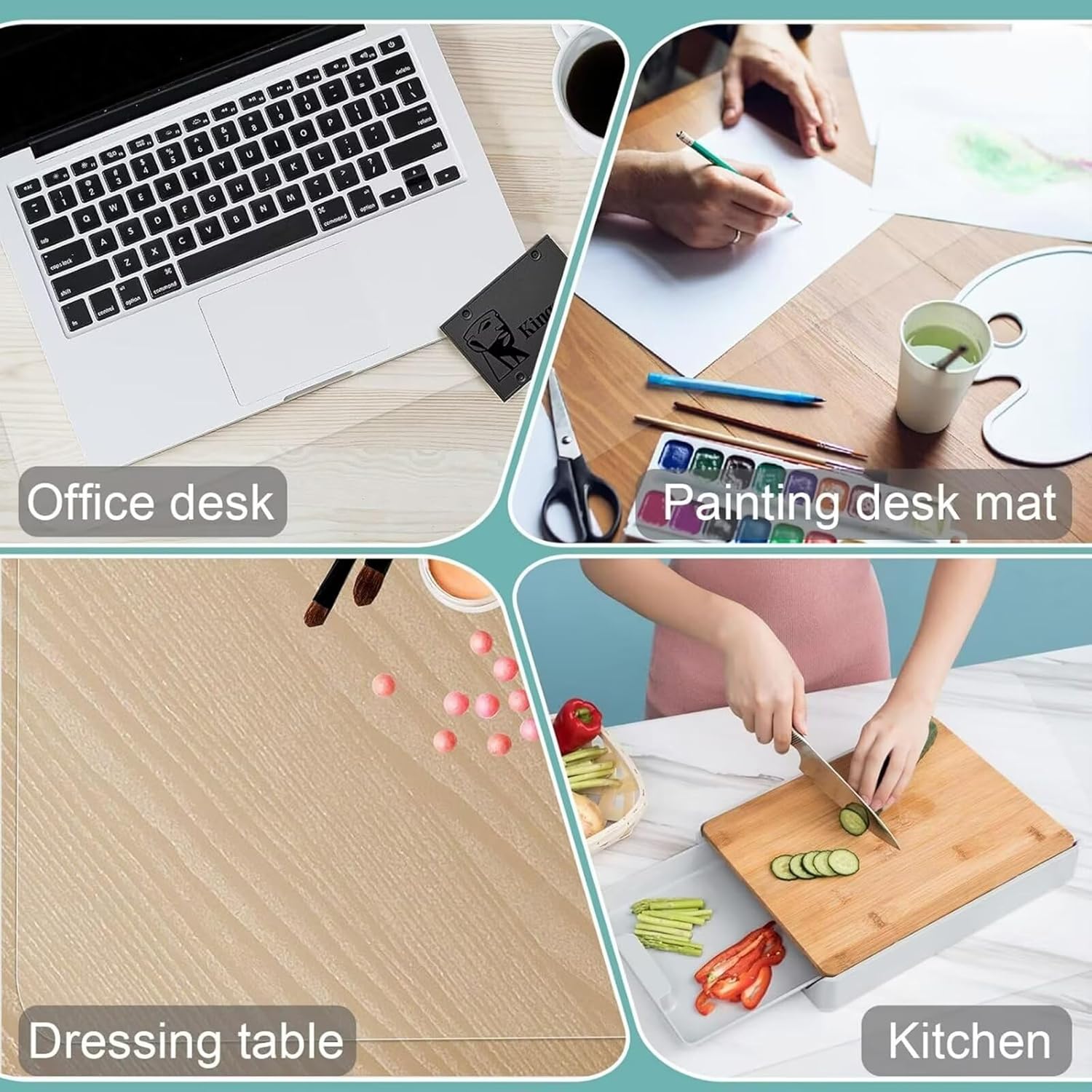 AHWEKR Clear Desk Mat,18in x 37in Desk Pad, Large 1mm Thick Desk Mat, Waterproof, Non-Slip and Wear-Resistant Desk Protection Pad, Suitable for Home Office Desktops