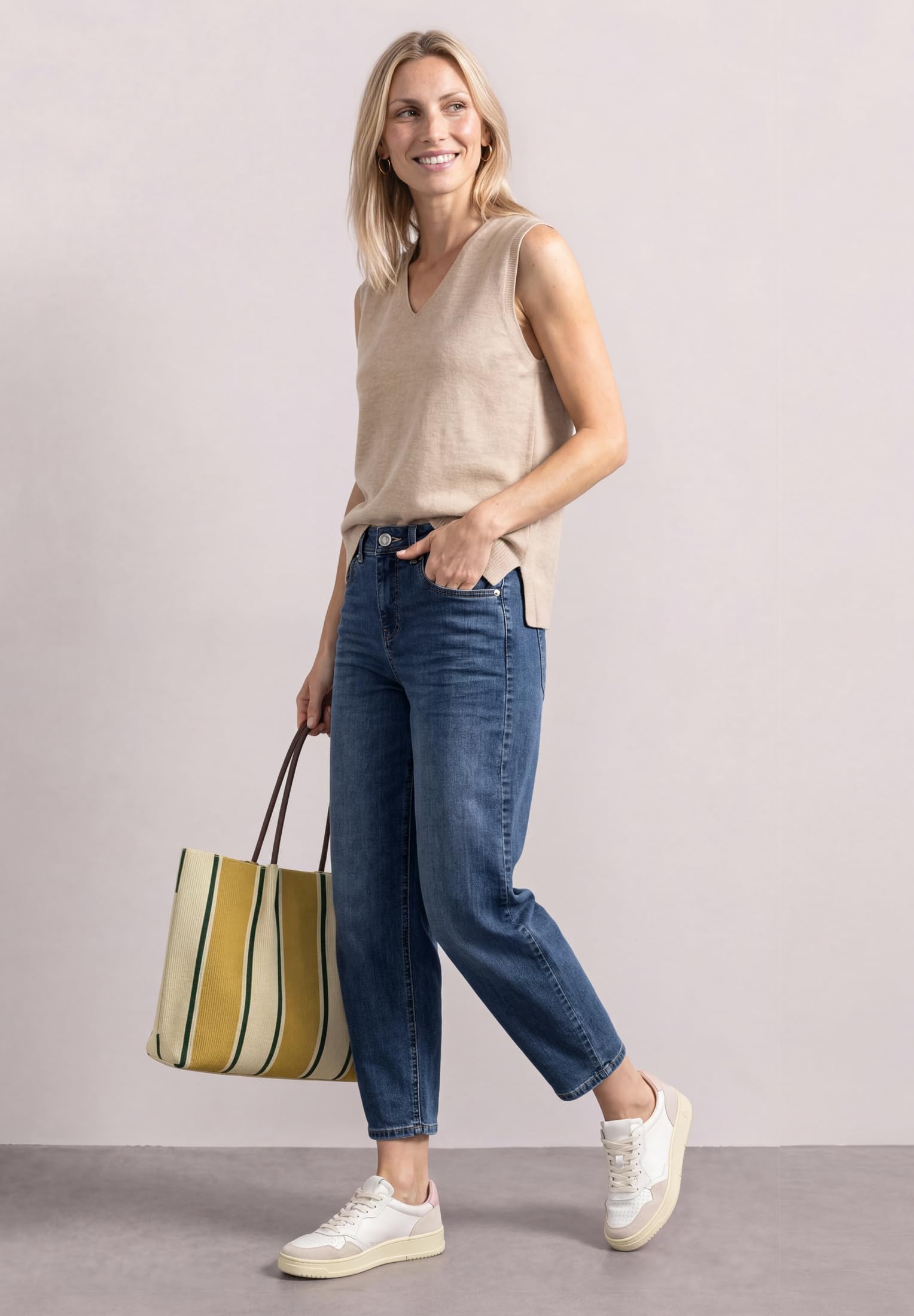 Street One Damen High Waist Barrel Leg Jeans im Loose Fit 3819016