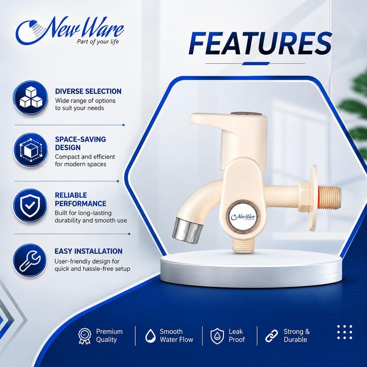 NEW WARE 2-in-1 Water Tap - Dual Outlet Faucet -6
