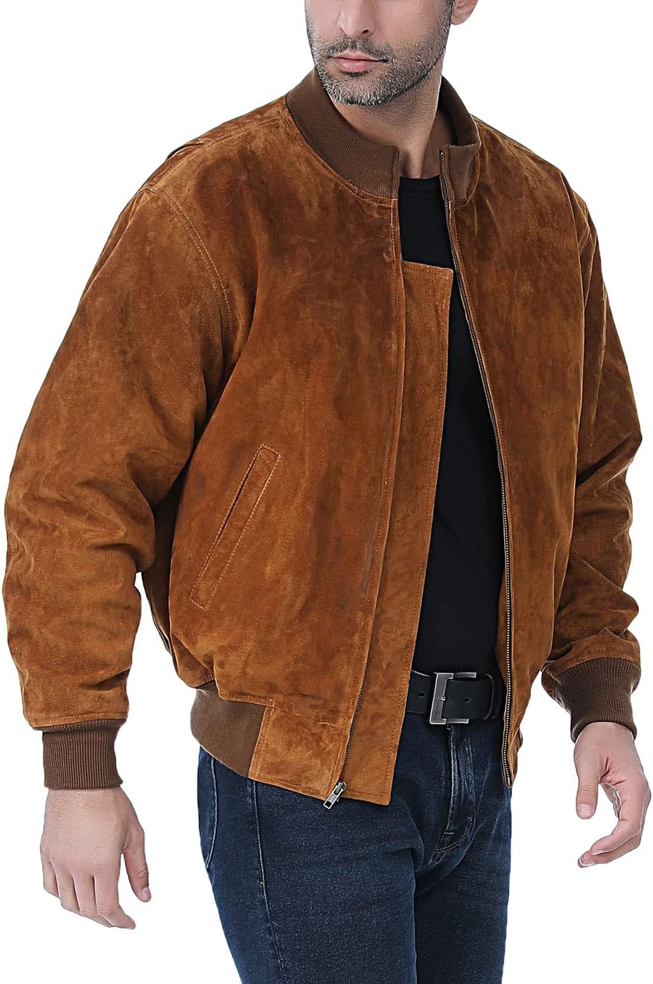 Landing Leathers Men WWII Suede Leather Tanker Jacket (Also available in Big & Tall)