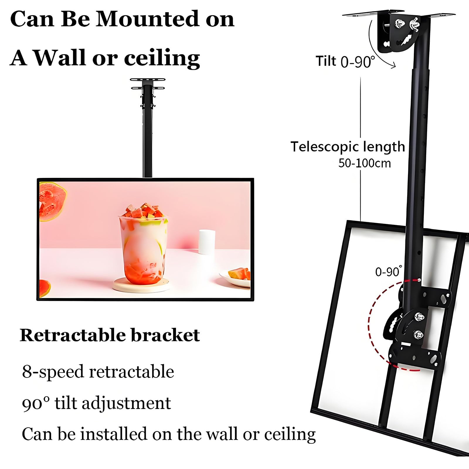 Tablero de menú retroiluminado LED para restaurante y cafetería, pantalla horizontal montada en la pared
