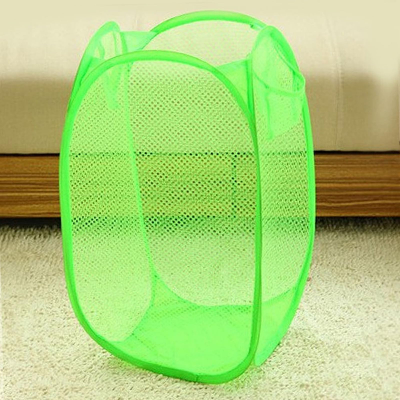 Ulafbwur Green Laundry Baskets Laundry Up Mesh Washing Foldable Laundry Basket Bin Hamper Storage Clothes Basket