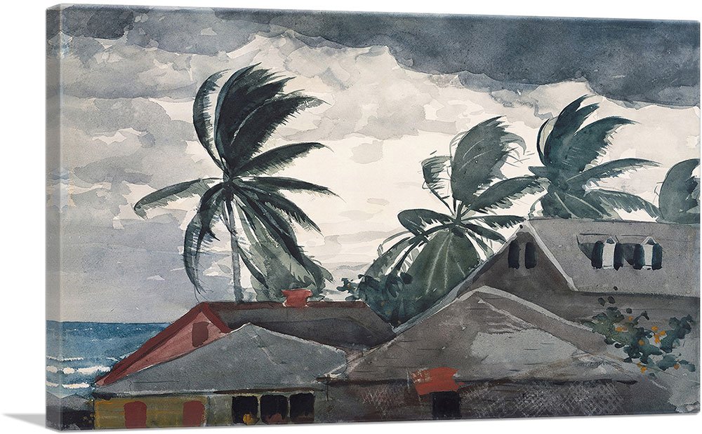 ARTCANVAS Hurricane - Bahamas 1898 Canvas Art Print Stretched Framed Painting Picture Poster Giclee Wall Decor by Winslow Homer - 26" x 18" (0.75"