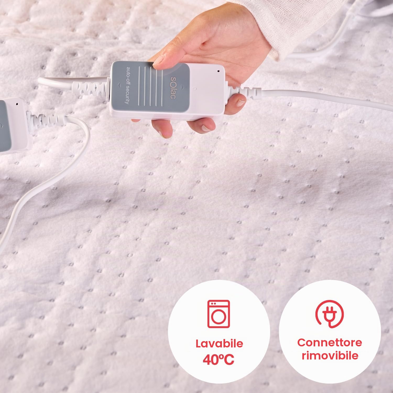 Solac CP8627 Norway+ - Scaldaletto elettrico 150x140cm, 60W, tecnologia Sensfort, sistema di protezione, 3 intensità, lavabile in lavatrice fino a 30ºC, spegnimento automatico 3 ore, bianco