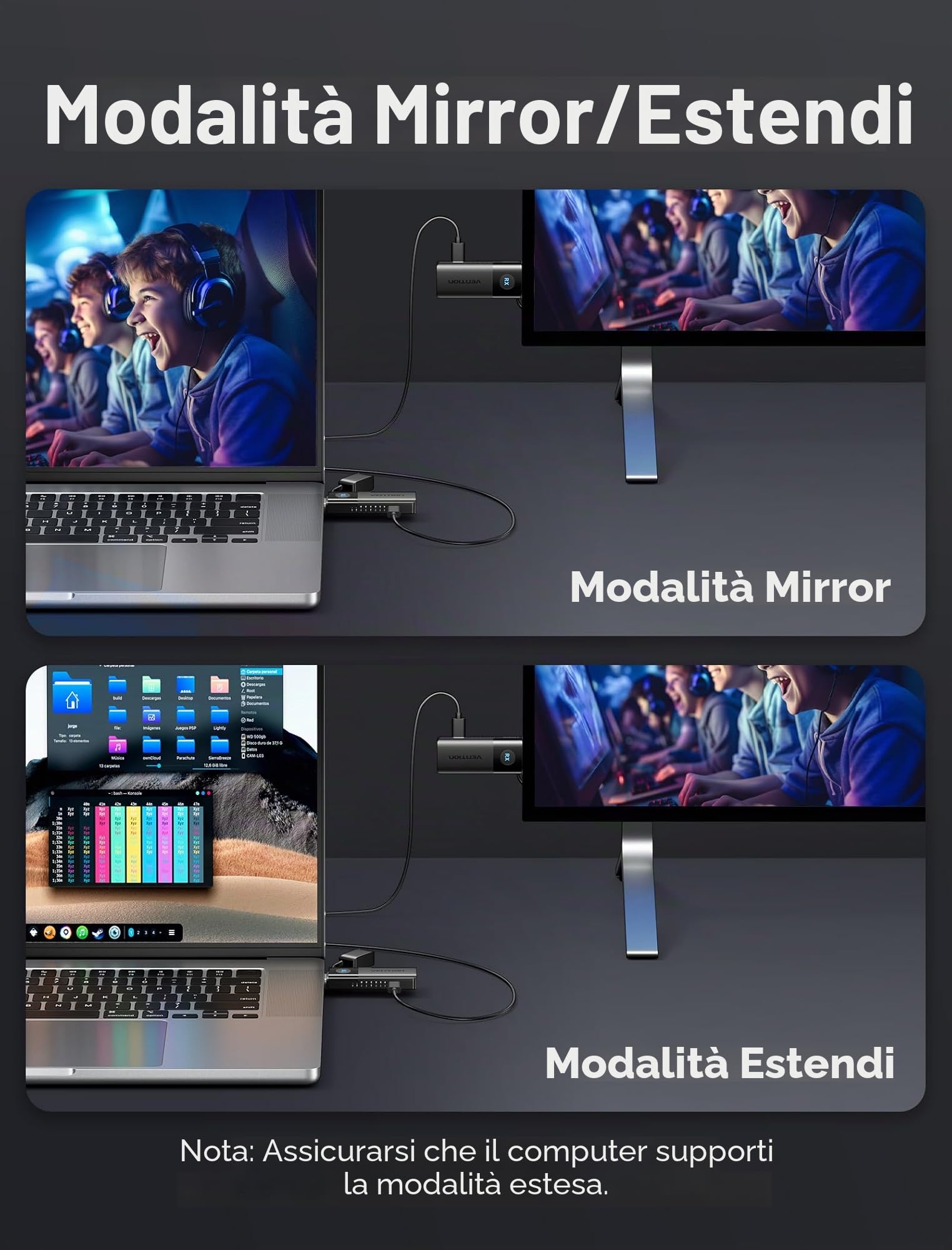 VENTION Mini Trasmettitore e Ricevitore Wireless HDMI 1080P@60Hz,HDMI Wireless 165ft/50M,5G,Plug & Play per lo Streaming Video da Laptop/PC a Monitor/Proiettore/TV, Black
