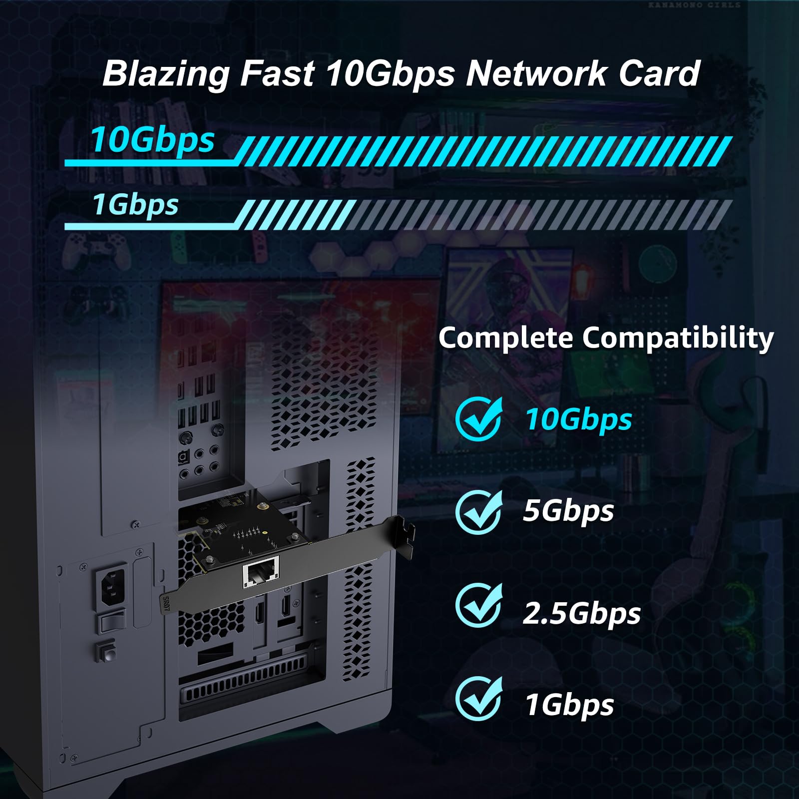 Tarjeta De Red PCIe 10G, Tarjeta Ethernet YuanLey 10G Base-T con Controlador Realtek RTL8127AT, Adaptador Ethernet PCIe A RJ45 10Gb Nic Compatible con PCI Express X1, X4, X8, X16, Soporta WOL