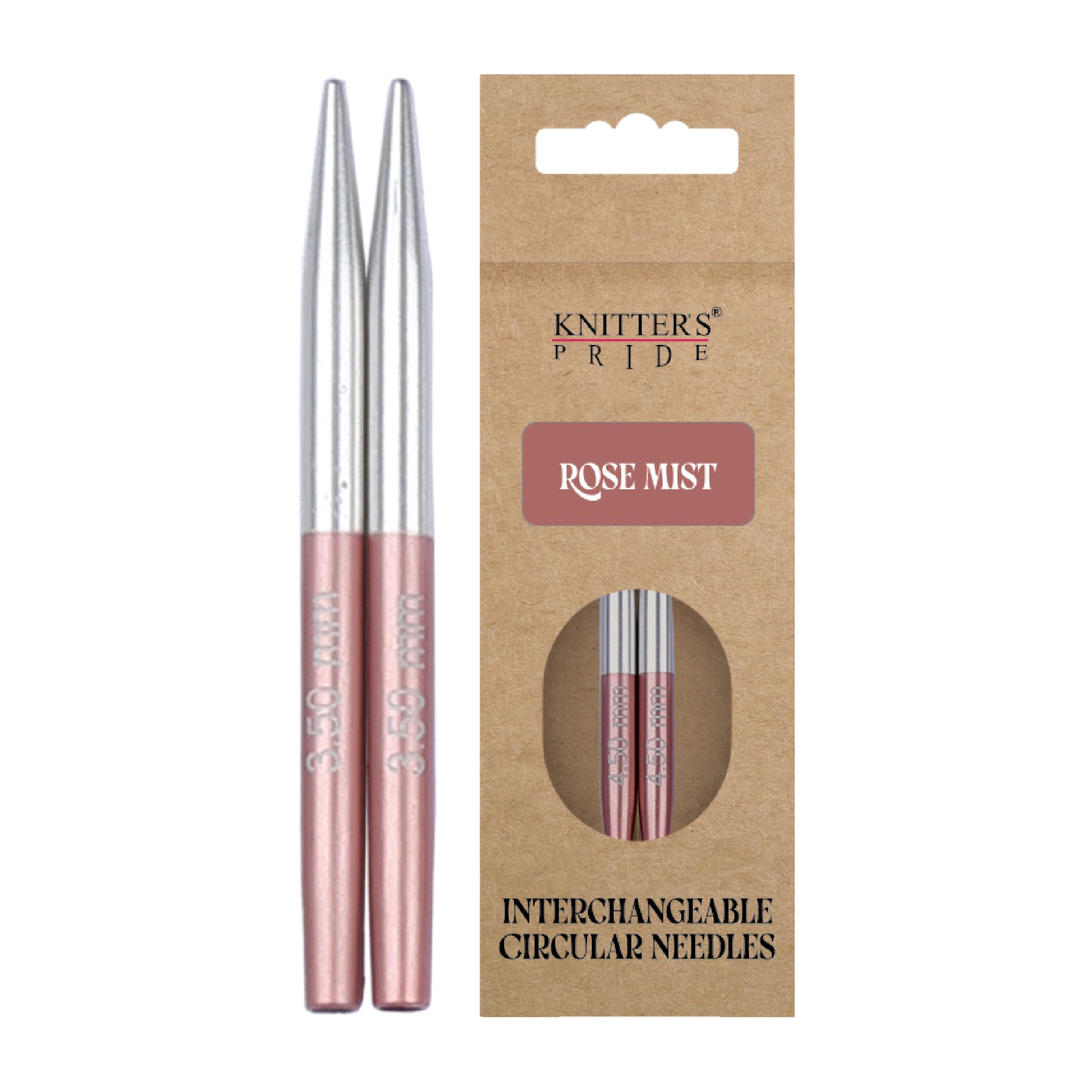 Knitter's Pride Rosemist Mini Interchangeable Needle tip 3.50 mm, 5 cm - 1 piece Silver Pink