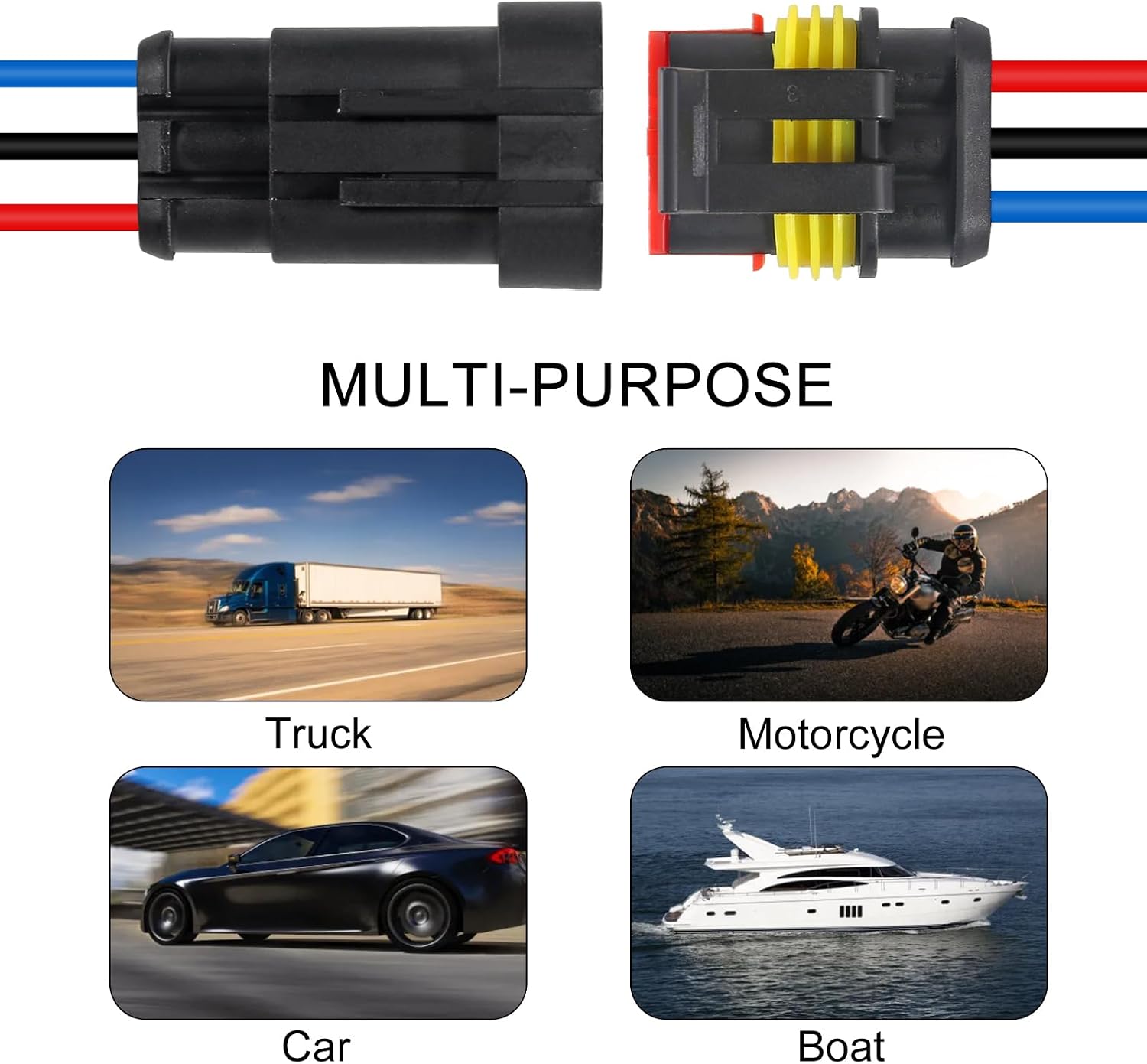 DIANN 6 Sets 3 Pin Connector Waterproof Connector Male and Female Electrical Connector 16 AWG Wire for Car Truck, Boat and Other Wire Connection