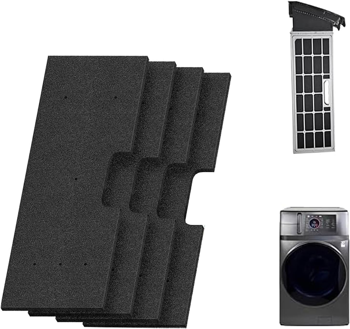 Washer Dryer Combo Lint Filter Replacement, Compatible with GE Washer Dryer Combo, WH01X35719 Washable Sponge Filter for PFQ97HSPVDS (4-Pack with Cleaning)