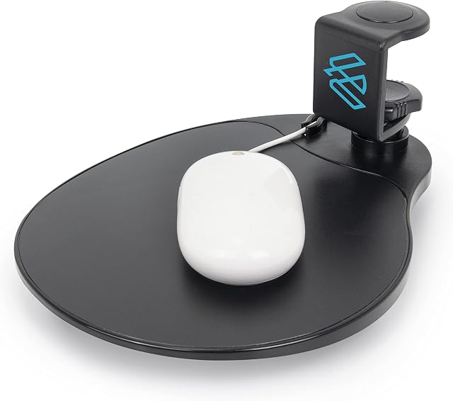 EHO Under-Desk Mouse Platform/Clip on Mouse Pad Rotating 360 Degree, Ergonomic Mouse Tray Attachment, Office Mouse Pad, Slide Out Mouse Tray (Black), Suitable for 1.5" (3.81 cm) Thickness Desk