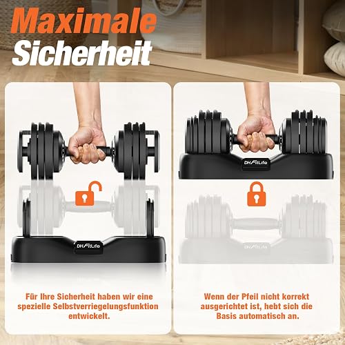 DH FitLife 2026 – Nouveau set d’haltères réglables 2,5 à 25 kg, 18 niveaux, avec disques, pour hommes et femmes - 5